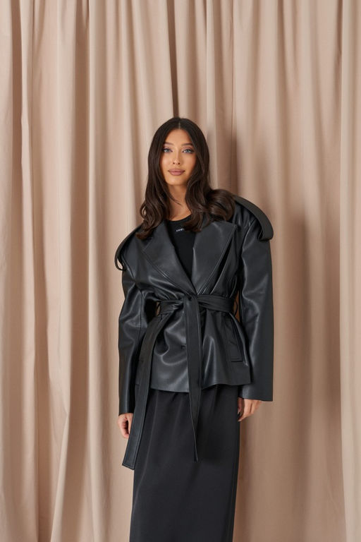 Жакет Annete А5523/1 из эко-кожи черный  фото 9