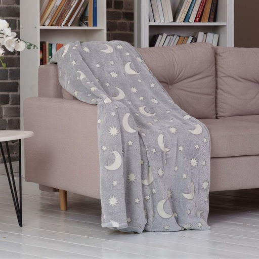 Плед светящийся Casa Conforte Stella Cosmos 150х200см, серый, фланель 190 гр/м, пэ100%  фото 2