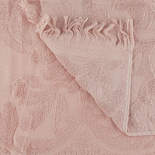 Полотенце махровое "Вензель" 70х140см, хлопок 100%, с бахромой, пыльная роза (Китай)