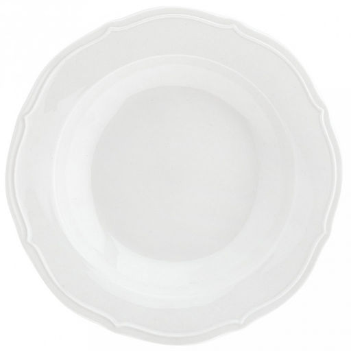 "Совершенство" Тарелка глубокая фарфоровая д230мм h37мм, 480мл, белый, рельефный декор, волнистый край (Китай)