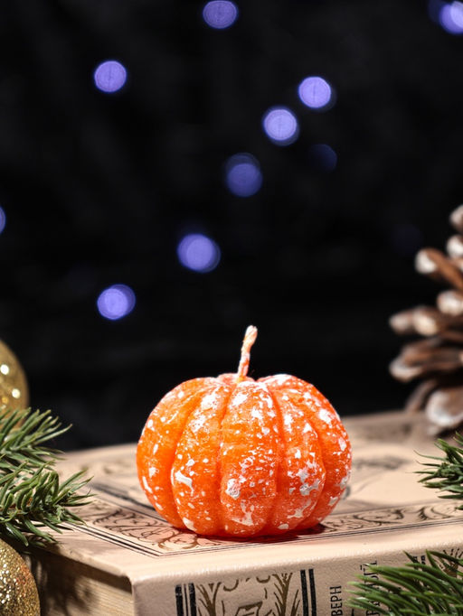 Цена за 3 шт. Свеча декоративная «Чищенный мандарин», 55×40 мм