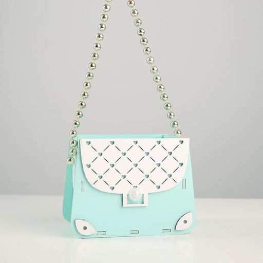 Кашпо деревянное 15,5х10х12 см Сумочка, тиффани пастель-белый - Дарим красиво фото 4