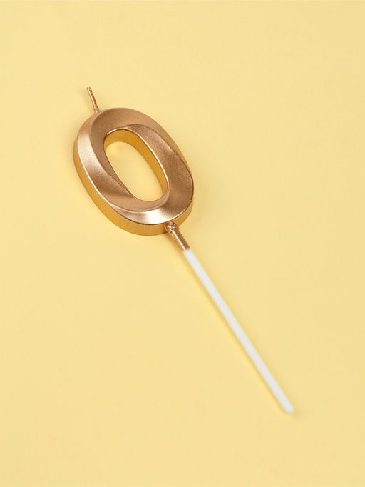 Цена за 2 шт. Свеча в торт на шпажке «Грань», цифра 0, шампань, 5 см