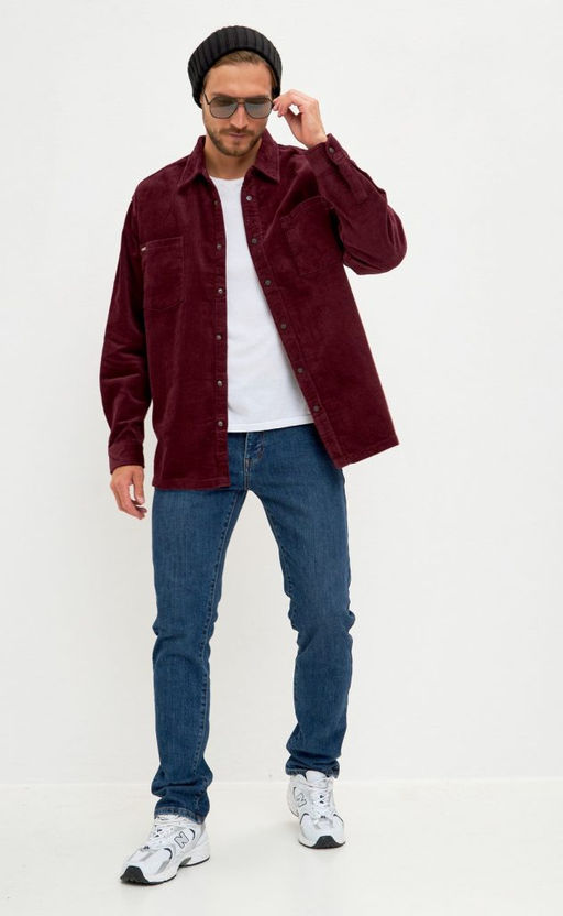 Рубашка вельвет F221-0470 bordo - Fine joyce фото 2