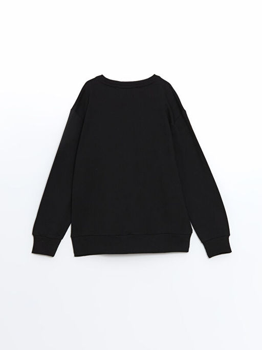 Bisiklet Yaka Bask?l? Erkek ?ocuk Sweatshirt