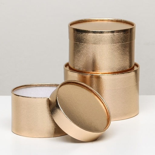 Набор шляпных коробок 3 в 1, золотой, 16 х 10 см, 14 х 9 см, 13 х 8,5 см - UPAK LAND фото 2