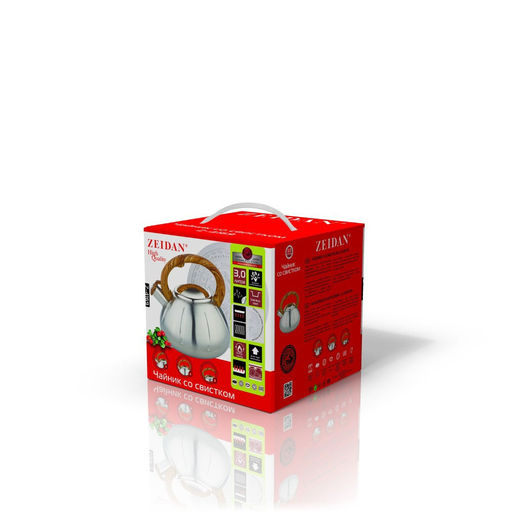 Чайник нерж ZEIDAN 3,0 л, со свист, индукц. дно,курковый механизм, арт. Z-4169