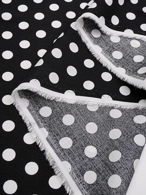 Штапель Белый горох (11мм) цв.черный, ш.1.45м, вискоза-100%, 95гр/м.кв - Купава фото 4