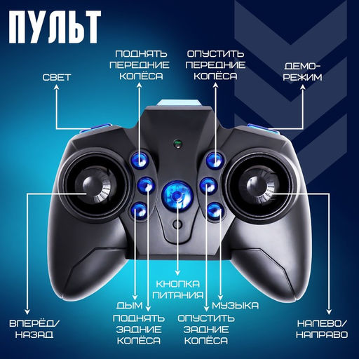 Перевёртыш радиоуправляемый, работает от аккумулятора, свет, звук, дым, 8 режимов работы, цвет красный - АвтоГрад фото 5