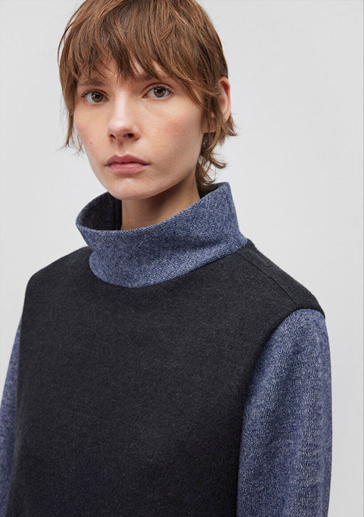 Uzun Kollu Antrasit Cizgili Tisort - Mavi фото 6