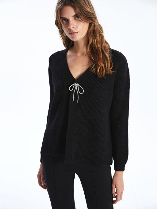 V Yaka Kad?n Triko H?rka