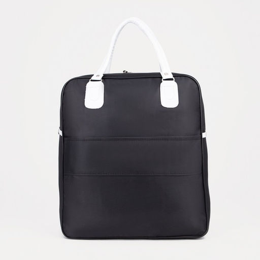 Сумка дорожная на молнии, наружный карман, держатель для чемодана, цвет чёрный/белый - Simaland фото 3