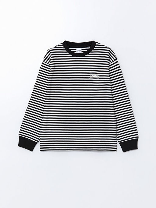 Bisiklet Yaka ?izgili Uzun Kollu Erkek ?ocuk Ti??rt