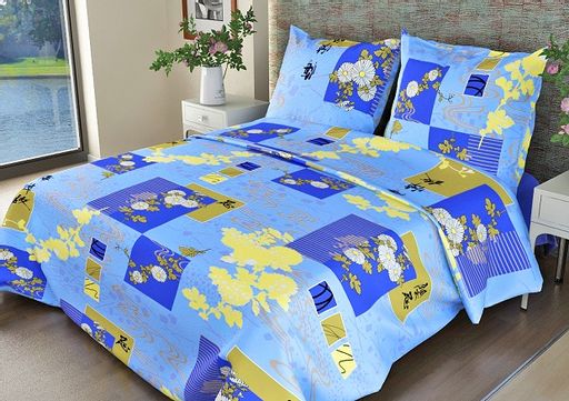 Постельное белье из бязи 140гр/м2 АКЦИЯ Этюд голубой (303-1) 1,5 спальный