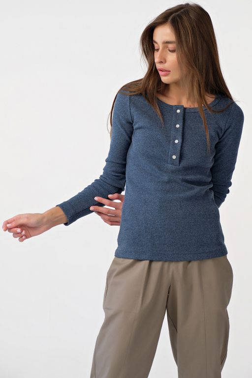 Лонгслив трикотажный с пуговицами из хлопка бордовый - Fly фото 9