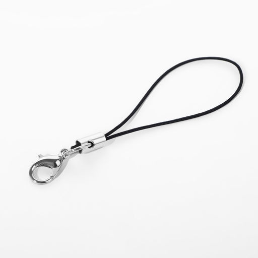 Основа для брелока на нитке с карабином 6см набор 100 шт чёрный/серебряный