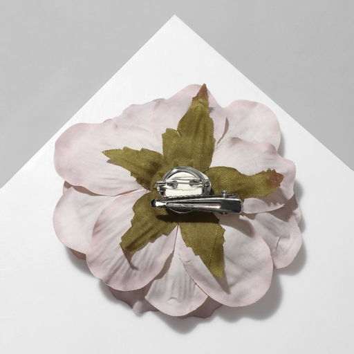 Брошь-заколка текстильная «Цветок Пион», серая