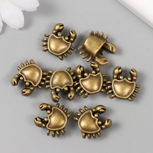 Цена за 8 шт. Бусина для творчества металл Крабик золото 1,7х1,7 см - Арт узор фото 3