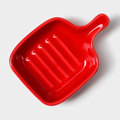 Соусник Доляна «Сковорода», 50 мл, 10.5×7.2 см, с ручкой, керамика, красный