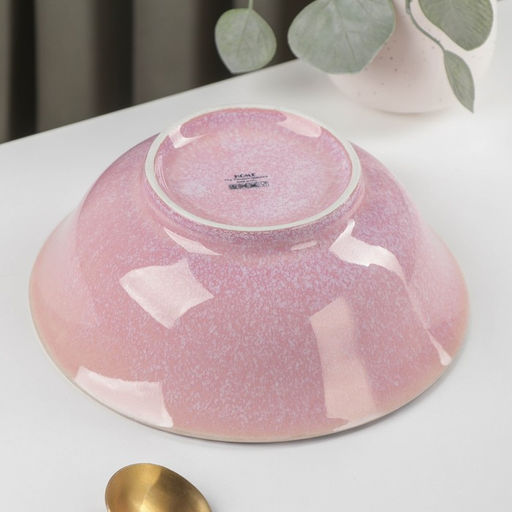 Тарелка керамическая глубокая «Тигр», 1200 мл, d=21 см, цвет розовый