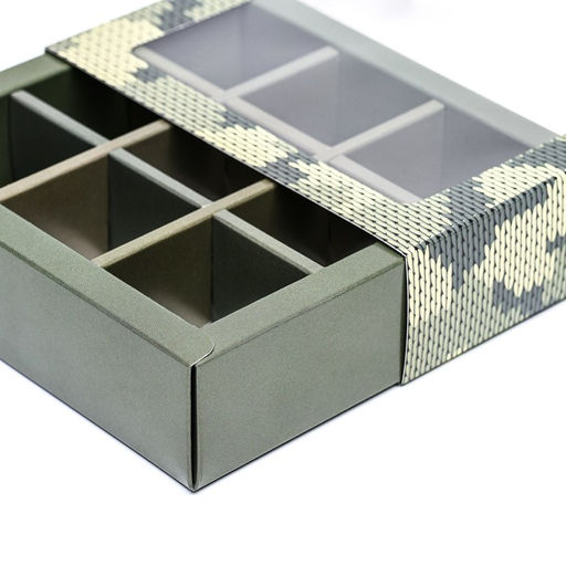 Цена за 2 шт. Коробка для 9 конфет с обечайкой, Камуфляж 13.8?13.8?3.8