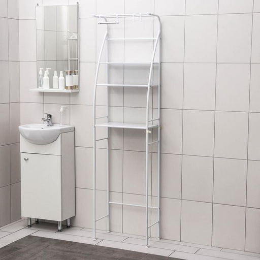 Стеллаж над унитазом со штангой для сушки, 47×25×175 см, белый