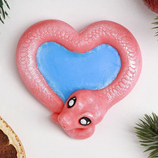 Цена за 2 шт. Фигурное мыло Змея сердце розовая с голубым - Мыльные штучки фото 4