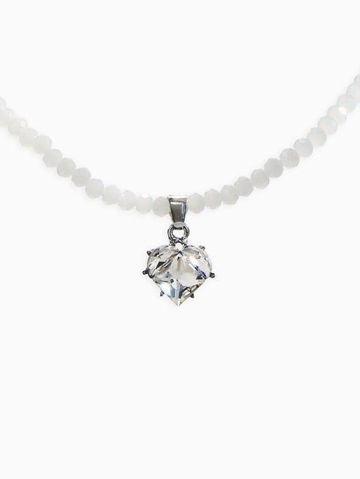 Набор 2 предмета: колье, серьги Трансформеры жемчуг со стразами, белый в серебре