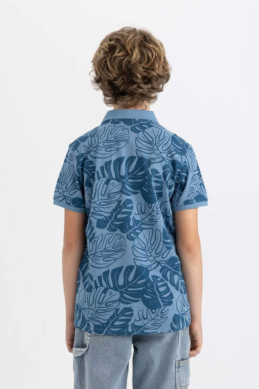 Футболка-поло из пике с короткими рукавами и рисунком для мальчиков - Defacto фото 5