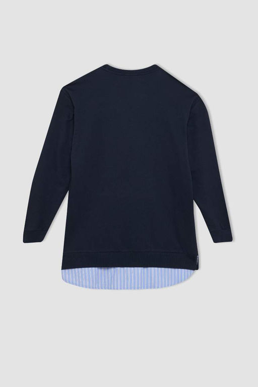 Толстовка-туника стандартного кроя с круглым вырезом - Defacto фото 9