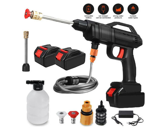 Мойка высокого давления аккумуляторная в кейсе с двумя аккумуляторами / минимойка с пистолетом и пенообразователем в кейсе для авто и для дома