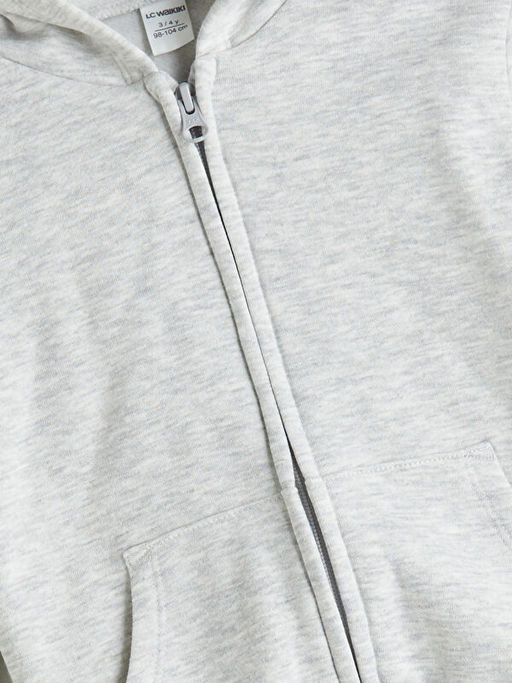 Kap??onlu Uzun Kollu K?z Bebek Fermuarl? Sweatshirt