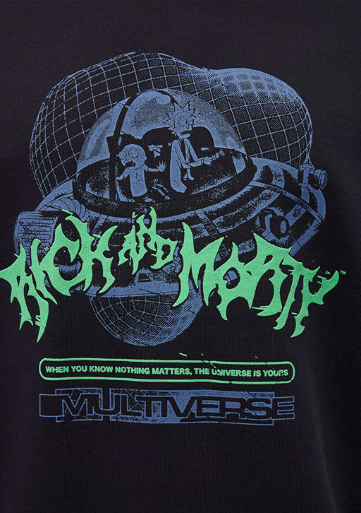 Rick and Morty Bask?l? Siyah Sweatshirt - Mavi фото 7