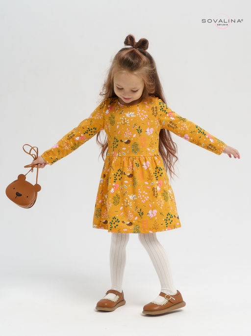 Платье Эля ежики на горчице - Sovalina фото 2