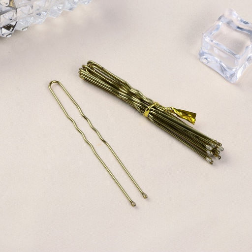 Цена за 50 шт. Шпильки для волос «Классика», набор 10 шт., 6 см, золото