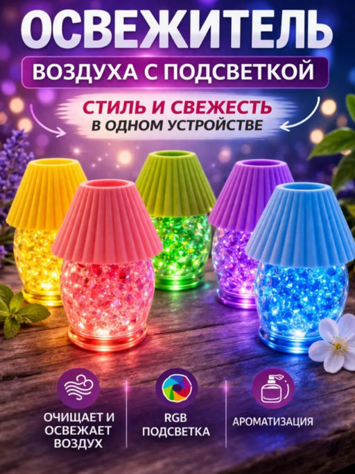 Освежитель воздуха, мини-лампа с подсветкой 2 в 1, аромат лимон