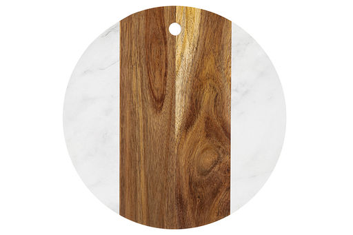 Доска для разделки и сервировки 30*30*1,3 см Белая круглая, мрамор/акация - Elan gallery фото 7