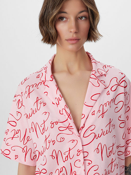 Комплект женский домашний розовый с надписями - Mark formelle фото 4