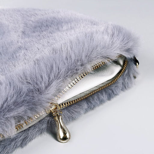 Сумка плюшевая, 24×19×3 см, серая