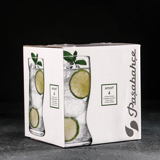 Стаканы Amorf, 400 мл, 4 шт., стекло, прозрачные