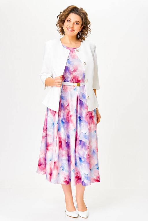 Платье Swallow 829 Принт Розово-голубые цветы фото 7