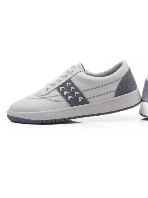 03-YA345-1 WHITE/BLUE Полуботинки спортивные женские (натуральная кожа, натуральная замша)