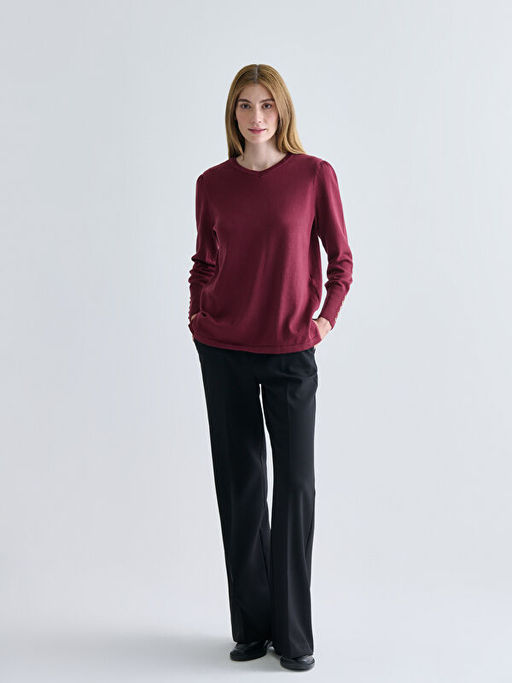 V Yaka Kad?n Triko Kazak