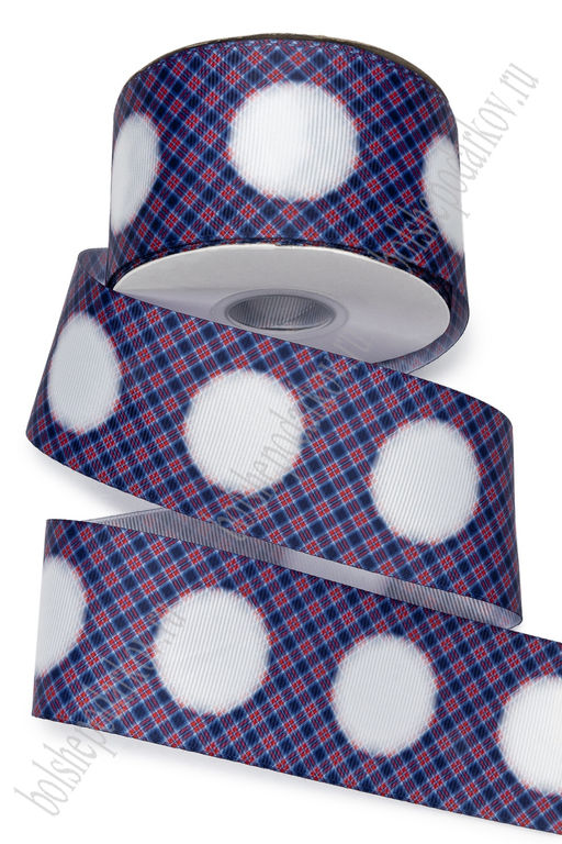 Лента репсовая 5 см*25 ярд с рисунком "Клетка" SF-7477, №1