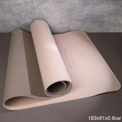Коврик для йоги и фитнеса Woohooo Whisper / 183x61x0.6 / Beige+Grey / Мешок+ стяжка в комплекте / уп12