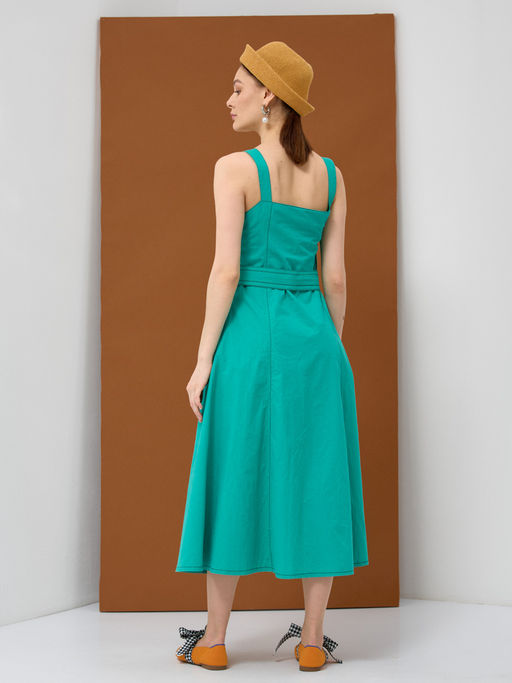 Сарафан с бретелями с металлической пряжкой 75% хлопок, 25% эластан