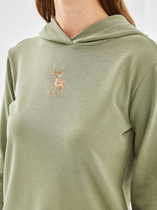 Kap??onlu Nak??l? Kad?n Sweatshirt Tunik