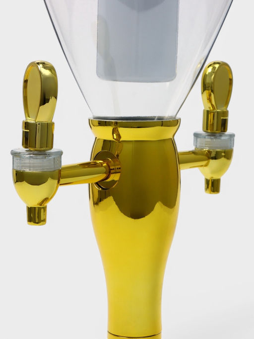 Башня пивная VaviloneDouble, колба 3 л, ёмкость для льда, подсветка, пластик, золотистая - Simaland фото 3