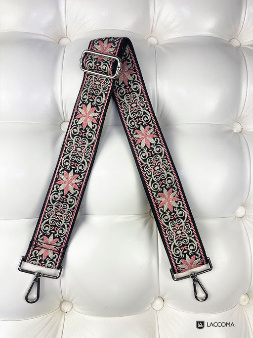 LACCOMA ремень 1000-22-5-узор-черн/беж/розов полиэстр