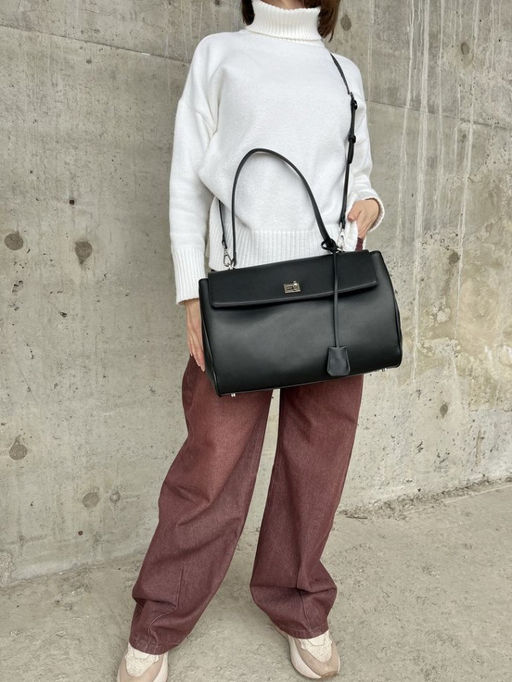 Женская кожаная сумка-портфель 8399-3 Черный - Sergio valentini фото 8